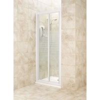 Bi-Fold Shower Door Only White Frame/Striped Glass 760mm Bi-Fold Shower Door Only White Frame/Striped Glass 760mm