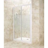 Sliding Shower Door Only WhiteFrame/Striped Glass 1200mm