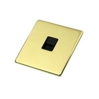 Crabtree Platinum Master Telephone Socket Polished Brass Effect / Black Interior Crabtree Platinum Master Telephone Socket Polished Brass Effect / Black Interior