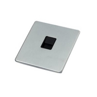 Crabtree Platinum Master Telephone Socket Stainless Steel Effect / Black Interior Crabtree Platinum Master Telephone Socket Stainless Steel Effect / Black Interior