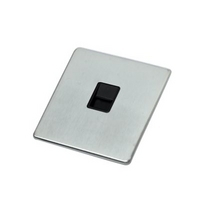 Crabtree Platinum Secondary Telephone Socket Stainless Steel Effect/Black Interior Crabtree Platinum Secondary Telephone Socket Stainless Steel Effect/Black Interior
