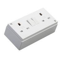 MK Surface Mounted Switched Double Socket White 13A MK Surface Mounted Switched Double Socket White 13A