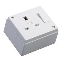MK Surface Mounted Switched Single Socket White 13A MK Surface Mounted Switched Single Socket White 13A