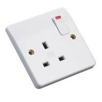 MK Switched Single Socket White With Neon's 13A MK Switched Single Socket White With Neon's 13A