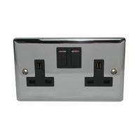 Volex Socket Double Switched Chrome Effect Volex Socket Double Switched Chrome Effect