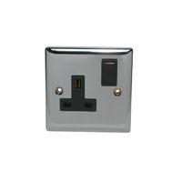 Volex Socket Single Switched Double Pole Chrome Effect Volex Socket Single Switched Double Pole Chrome Effect