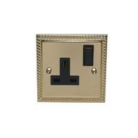 Volex Socket Single Switched Georgian Style Brass Effect Volex Socket Single Switched Georgian Style Brass Effect