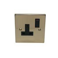 Volex Socket Single Switched Victorian Style Brass Effect Volex Socket Single Switched Victorian Style Brass Effect